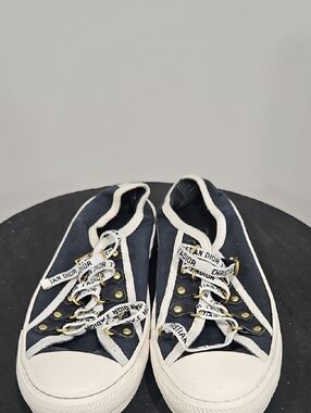 Dior Navy and White Canvas Low-Top Sneakers